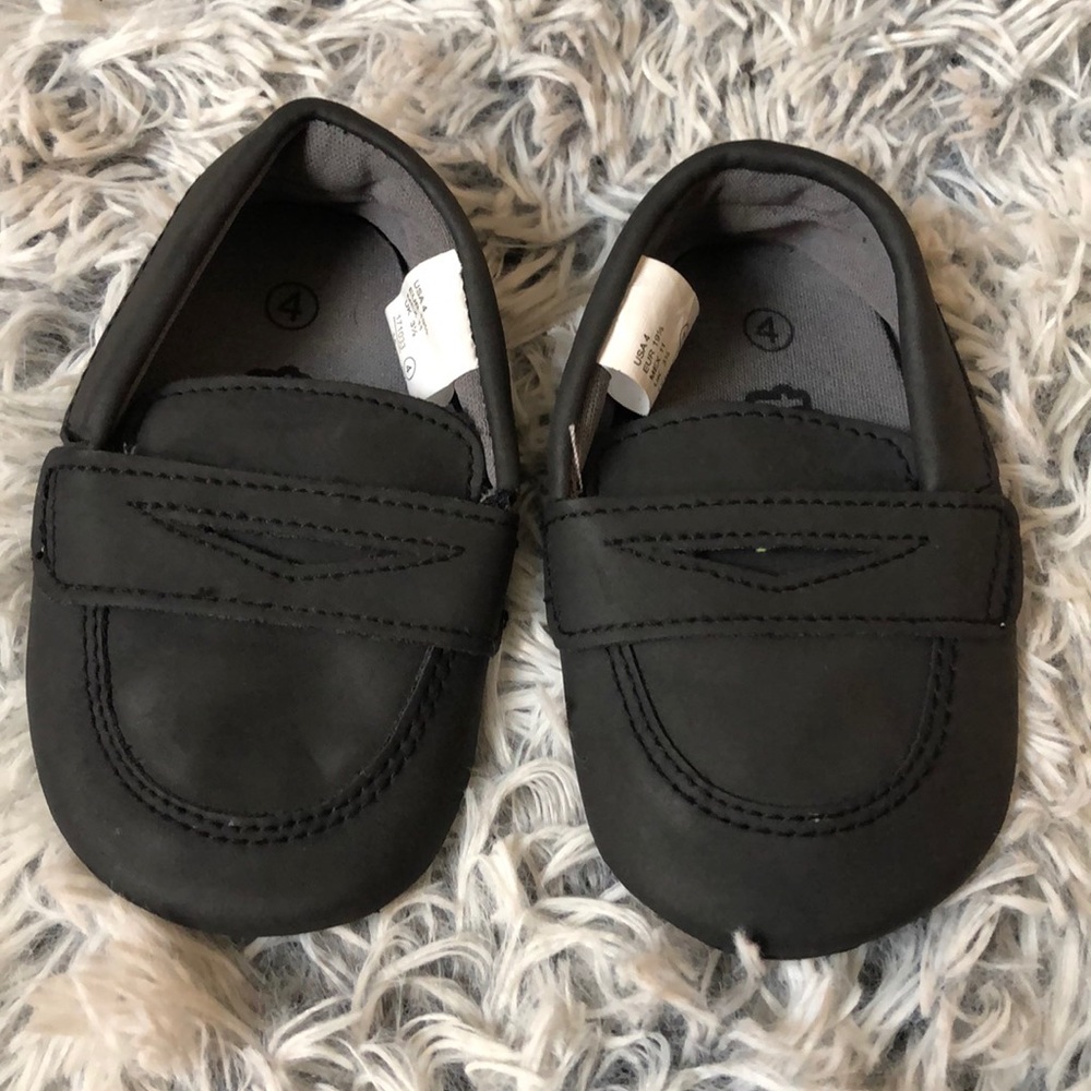 Black slide on baby shoes